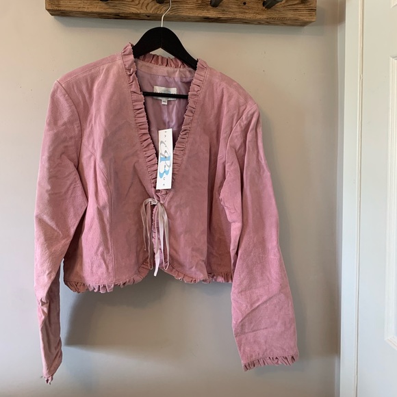 NWT / Alice Blue / XXL / Genuine Leather (Suede) / Cropped Jacket - Picture 4 of 12